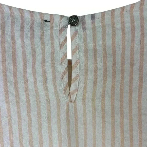 Lipslide Women's S Pink Striped Peasant Lace Top 3/4 Sleeve Lace Detail - Picture 5 of 8